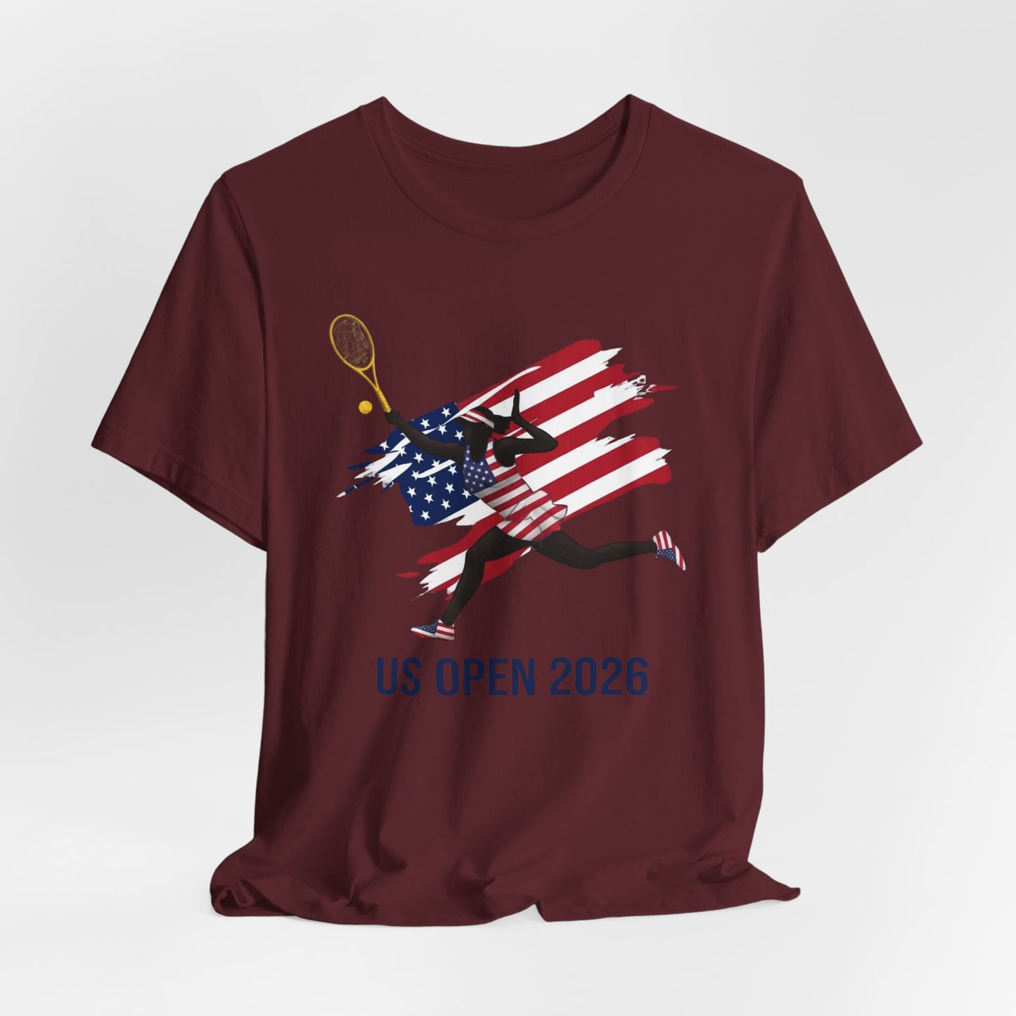 US Open 2026 Tennis T‑Shirt — American Flag Tennis Player Graphic Tee