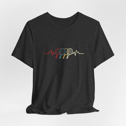 Tennis Heartbeat Tee — Retro Racket Line Art T-Shirt