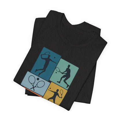 Tennis Silhouette Graphic Tee — Color Block Racket Players