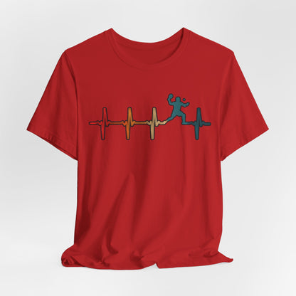 Heartbeat Tennis T‑Shirt — Colorful Surf Pulse Graphic Tee