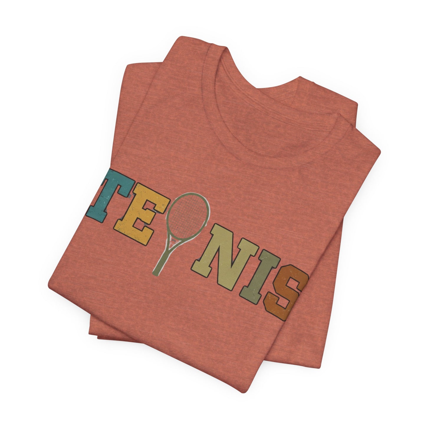 Tennis Retro Graphic Tee — Vintage Racket Lettering Shirt
