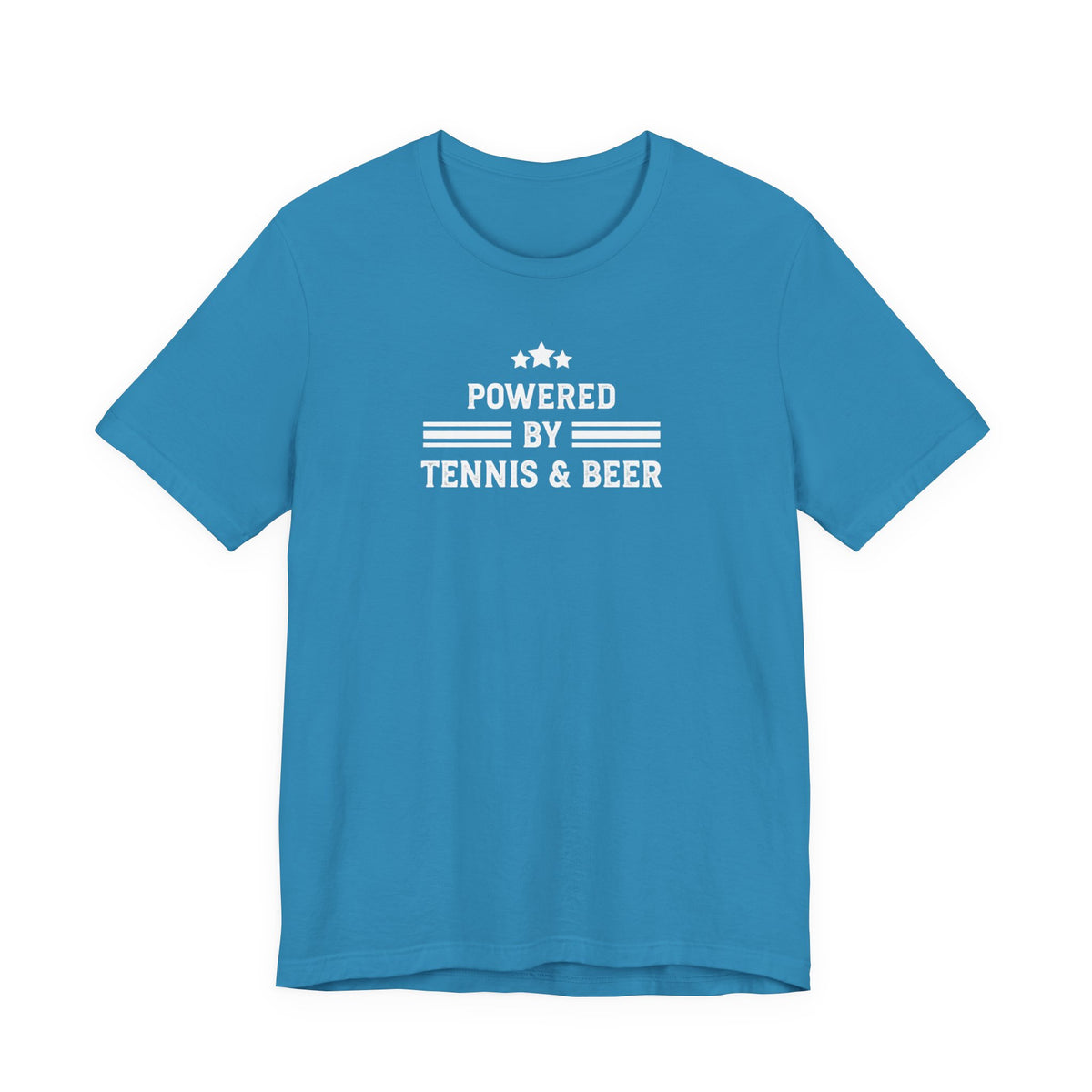 T-Shirt — "Powered by Tennis & Beer" Graphic Tee