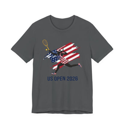 US Open 2026 Tennis T‑Shirt — American Flag Tennis Player Graphic Tee