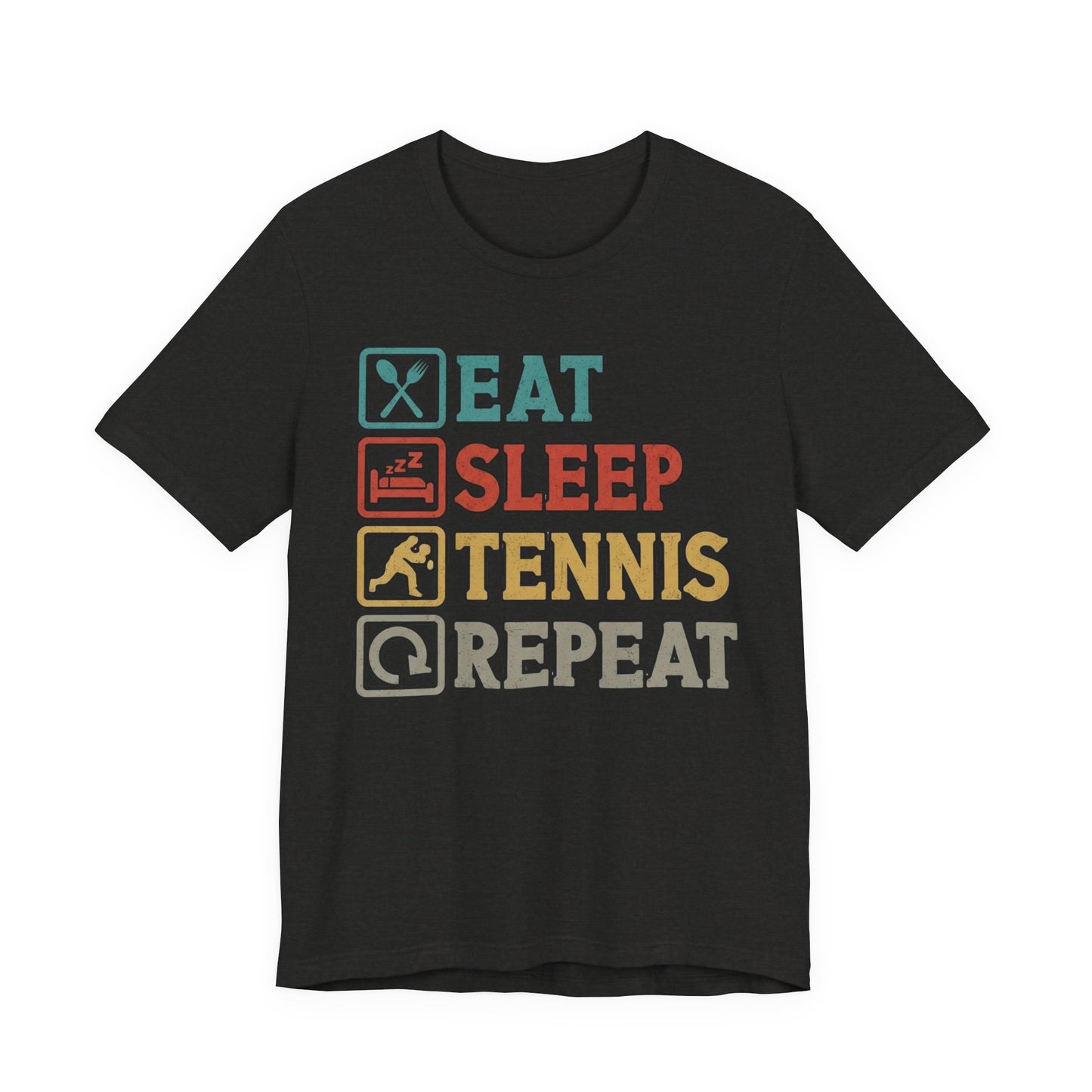 Tennis Tee — "Eat Sleep Tennis Repeat" Vintage Graphic Shirt