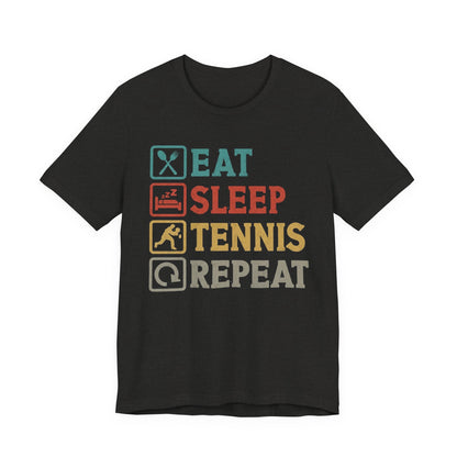 Tennis Tee — "Eat Sleep Tennis Repeat" Vintage Graphic Shirt