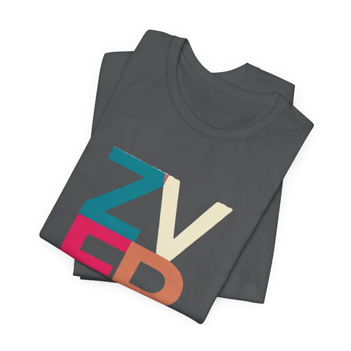 Retro Colorblock 'ZVEREV' Graphic Tee — Modern Minimalist Lettering Shirt
