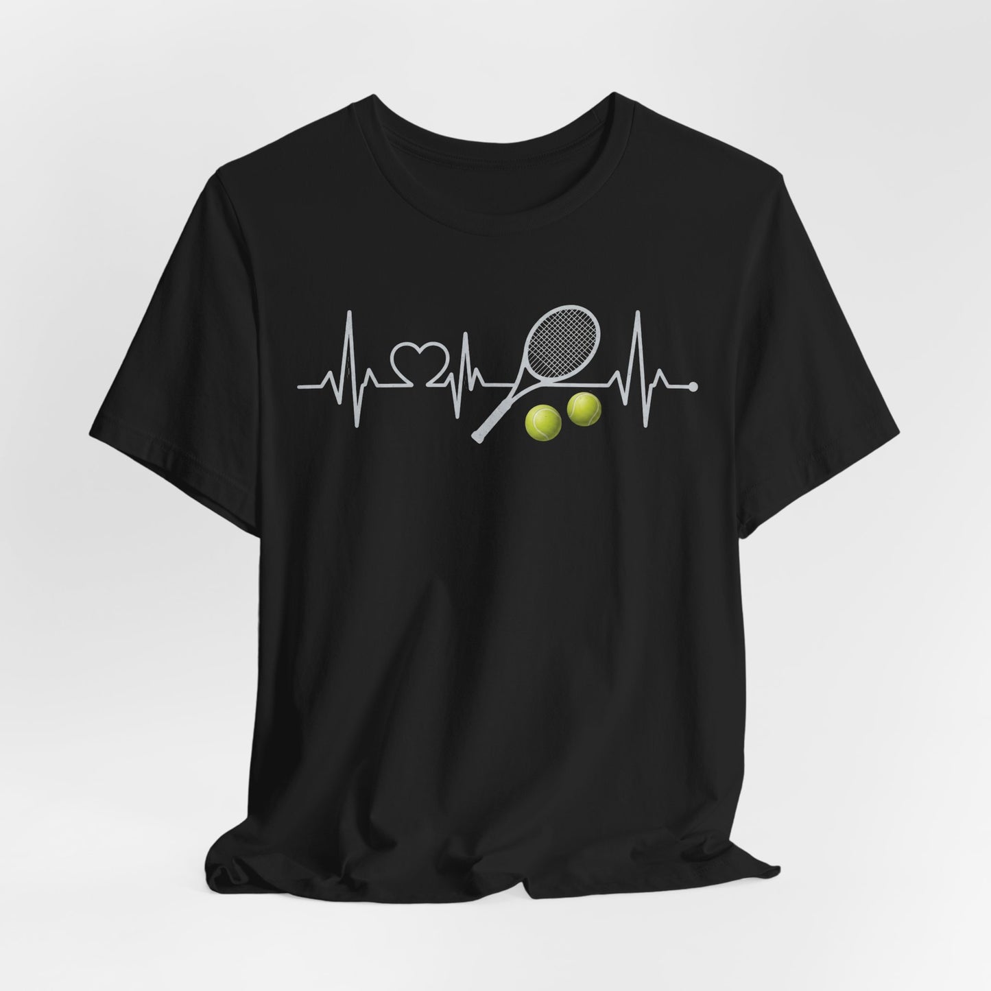 Tennis Heartbeat Tee – Racket & Tennis Ball Graphic Shirt