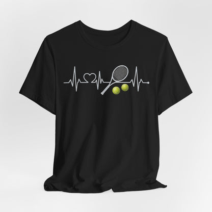 Tennis Heartbeat Tee – Racket & Tennis Ball Graphic Shirt