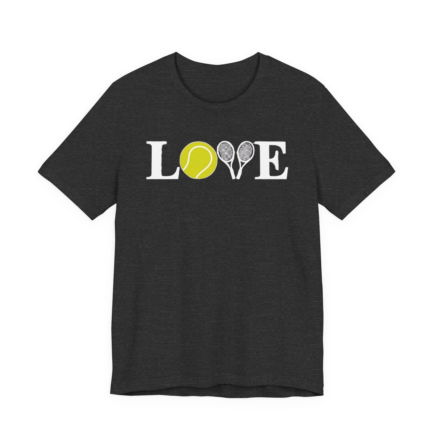 Tennis Love T-Shirt — 'LOVE' with Tennis Ball & Rackets