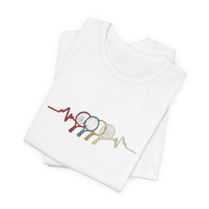 Tennis Heartbeat Tee — Retro Racket Line Art T-Shirt