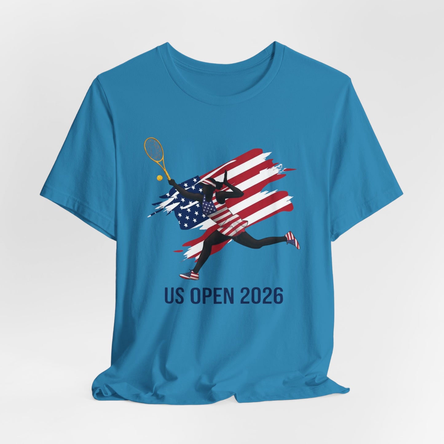 US Open 2026 Tennis T‑Shirt — American Flag Tennis Player Graphic Tee