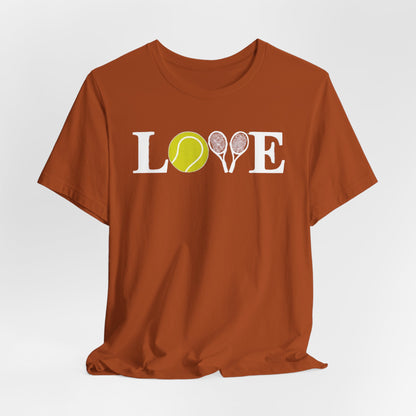 Tennis Love T-Shirt — 'LOVE' with Tennis Ball & Rackets
