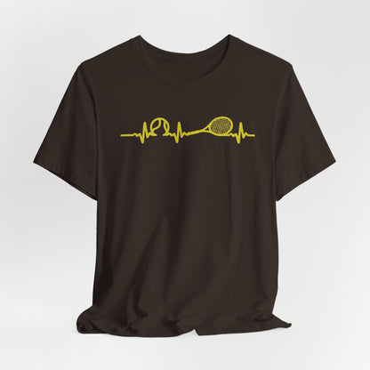 Tennis Heartbeat Tee — Minimal Tennis Racket ECG Graphic T-Shirt