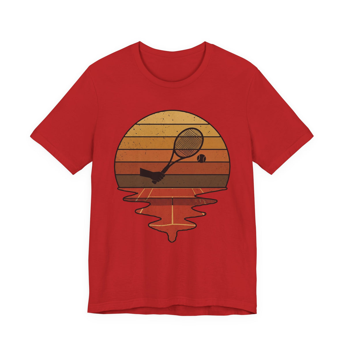 Retro Tennis Sunset Tee — Vintage Racket & Ball Graphic T‑Shirt