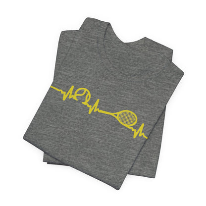 Tennis Heartbeat Tee — Minimal Tennis Racket ECG Graphic T-Shirt