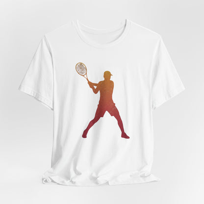 Tennis Player Silhouette Tee — Gradient Racket Sports T‑Shirt