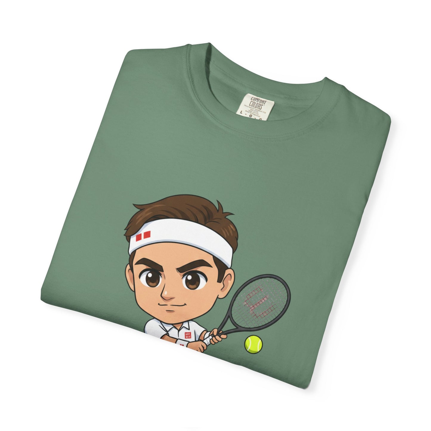 Federer Cartoon Tennis T-Shirt — Retro Athlete Graphic Tee
