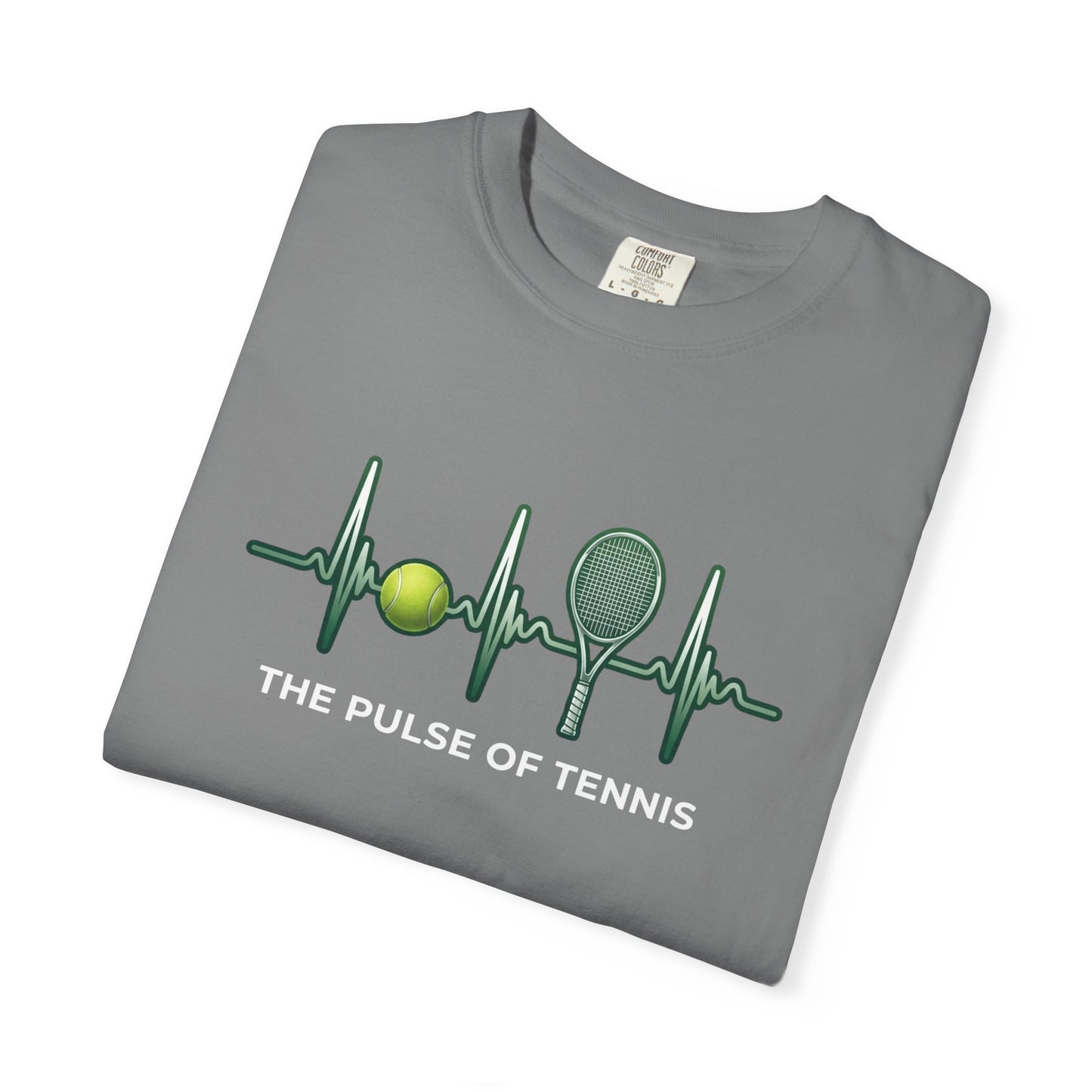 Tennis Heartbeat T‑Shirt — Tennis Ball & Racket ECG Design