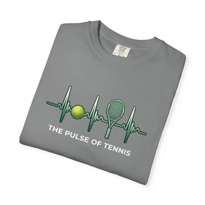 Tennis Heartbeat T‑Shirt — Tennis Ball & Racket ECG Design