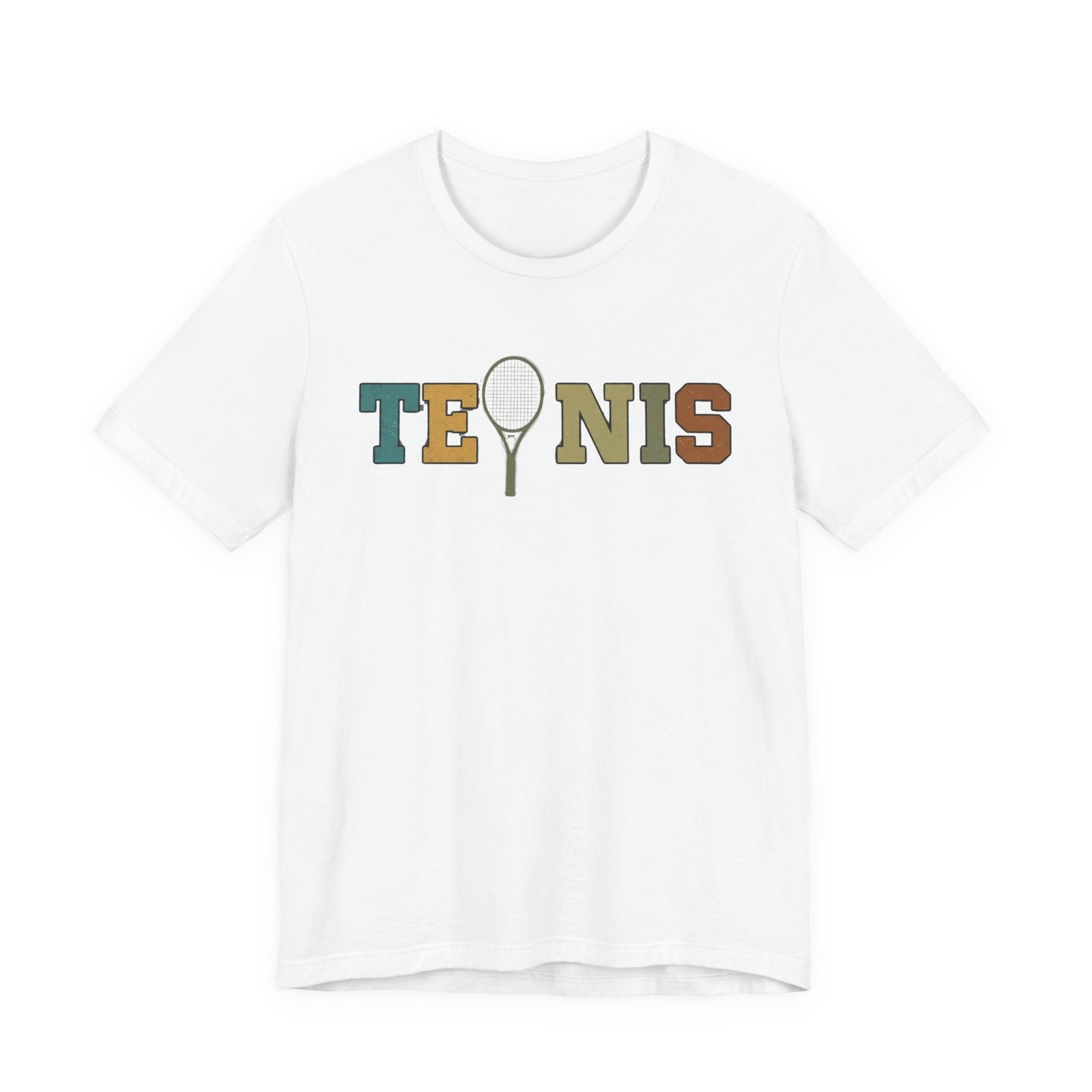 Tennis Retro Graphic Tee — Vintage Racket Lettering Shirt