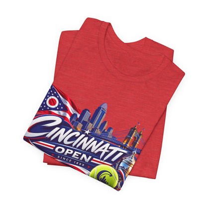 Cincinnati Open Tennis T‑Shirt – City Skyline & Tennis Ball Graphic