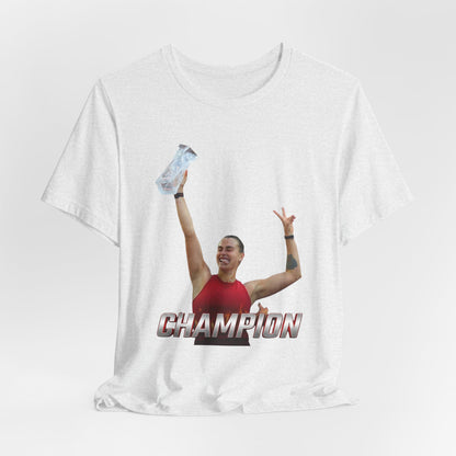Aryna Sabalenka Champion Victory T-Shirt — Athlete Holding Trophy Tee