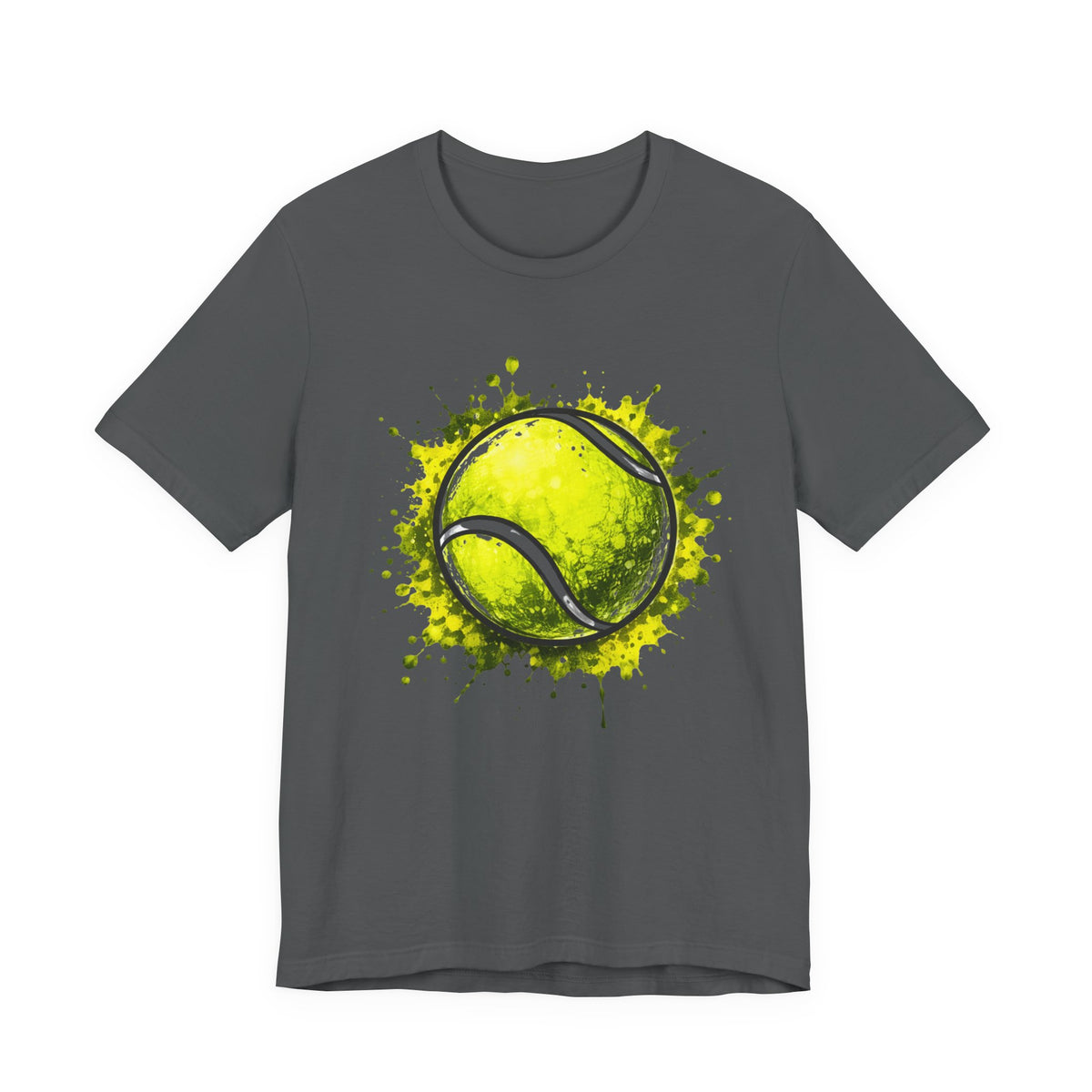Tennis Tee — Watercolor Ball & Cartoon Player Short Sleeve Shirt