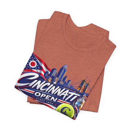 Cincinnati Open Tennis T‑Shirt – City Skyline & Tennis Ball Graphic