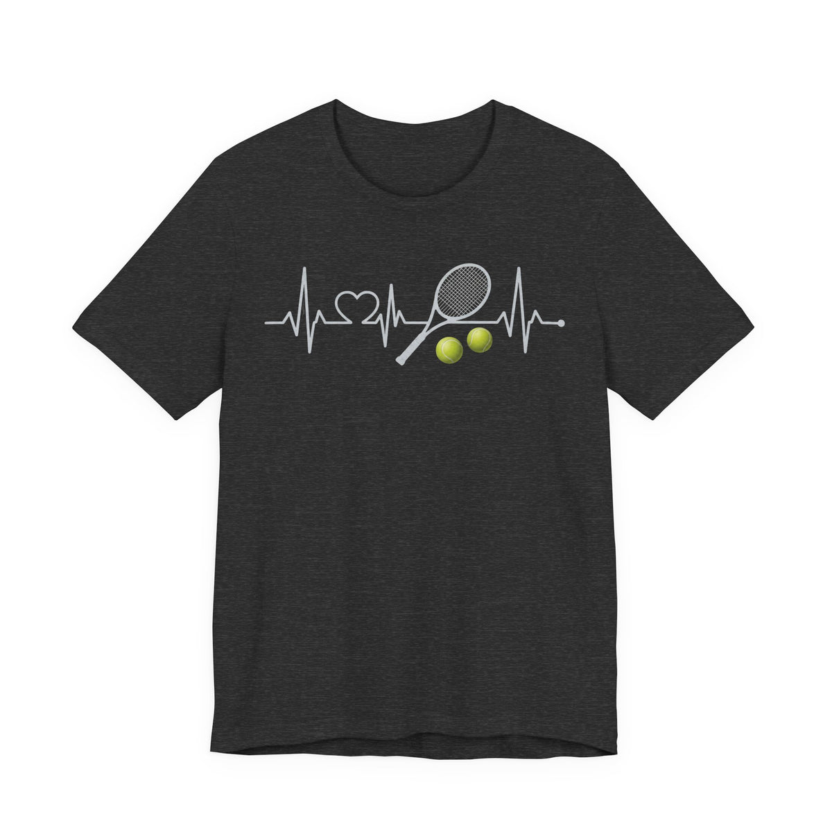 Tennis Heartbeat Tee – Racket & Tennis Ball Graphic Shirt