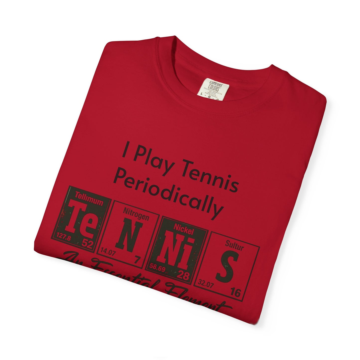 Tennis Periodically T‑Shirt — “An Essential Element” Chemistry Tennis Tee