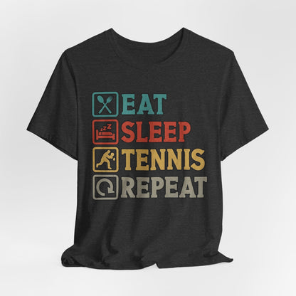 Tennis Tee — "Eat Sleep Tennis Repeat" Vintage Graphic Shirt