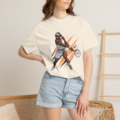 COCO GAUFF Tennis Player Graphic T-Shirt — Dynamic Women's Tennis Art Tee