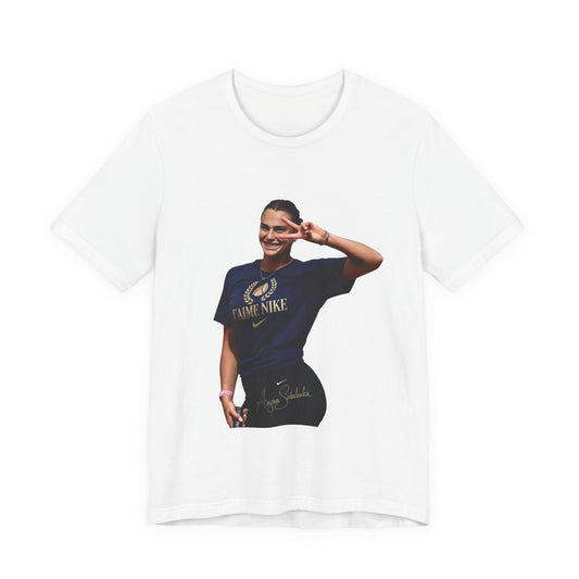 Aryna Sabalenka T-Shirt —Graphic Tee with Smiling Player Photo