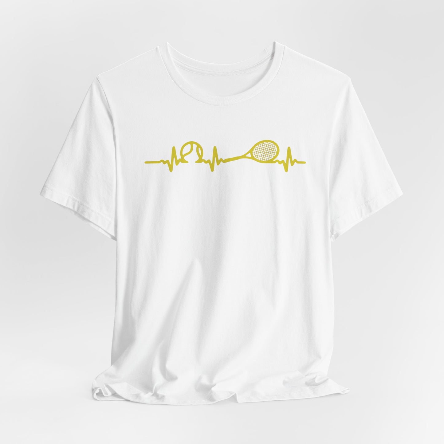 Tennis Heartbeat Tee — Minimal Tennis Racket ECG Graphic T-Shirt