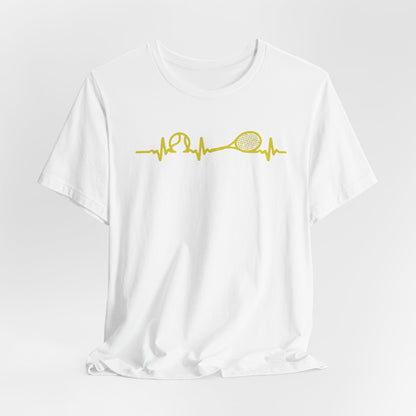 Tennis Heartbeat Tee — Minimal Tennis Racket ECG Graphic T-Shirt