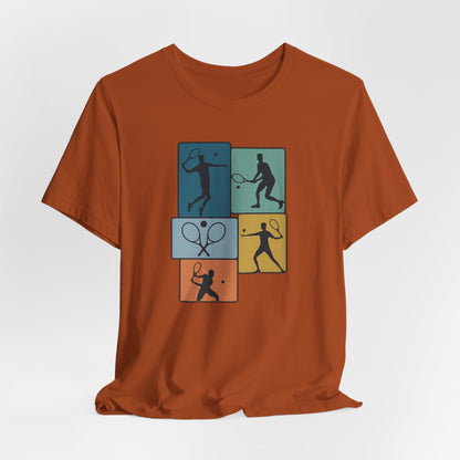 Tennis Silhouette Graphic Tee — Color Block Racket Players