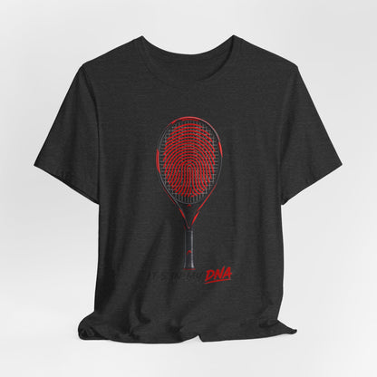 Tennis T‑Shirt — "It's In My DNA" Racket Fingerprint Tee