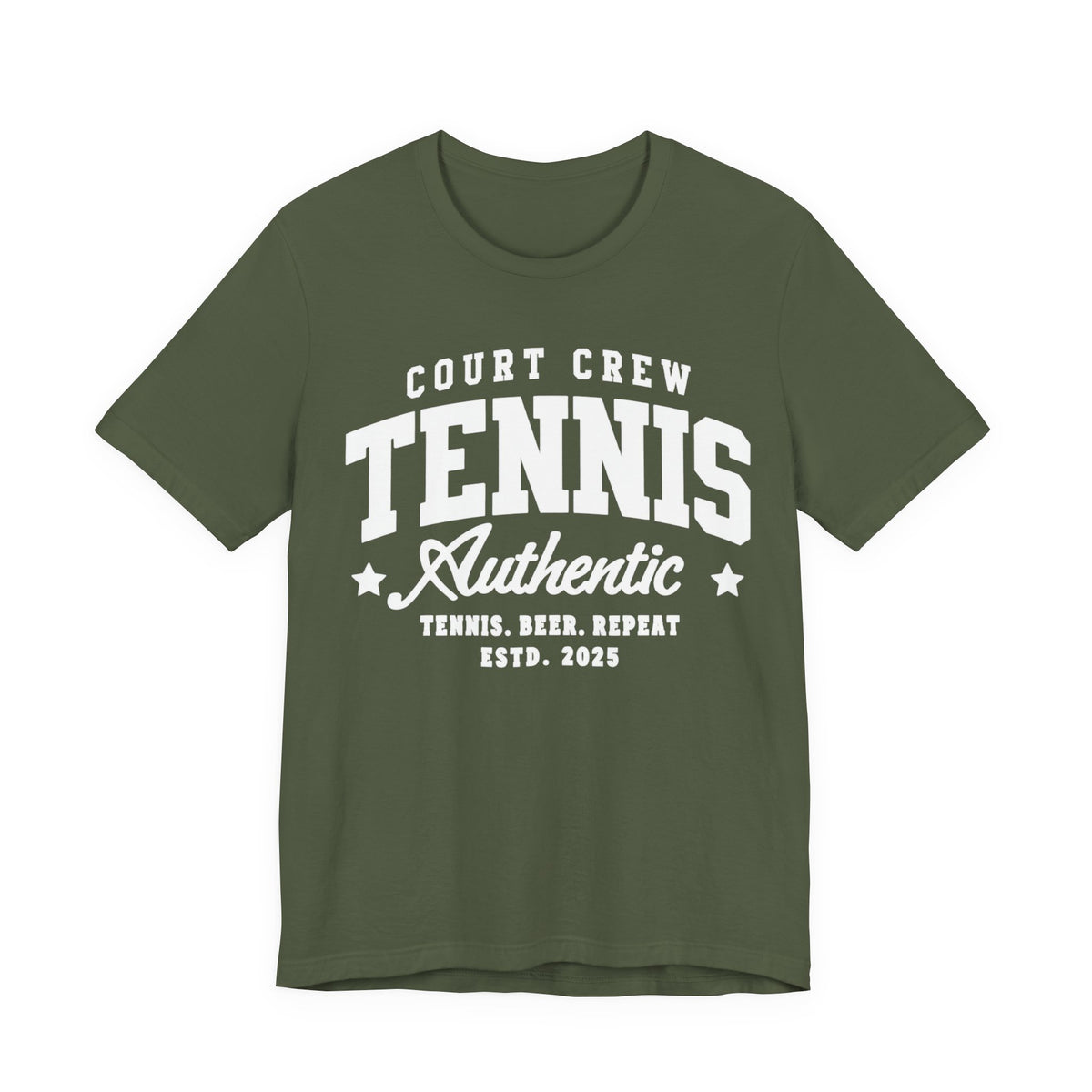Tennis Court Crew Tee — "Tennis Authentic: Tennis. Beer. Repeat." Graphic Shirt