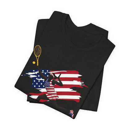US Open 2026 Tennis T‑Shirt — American Flag Tennis Player Graphic Tee