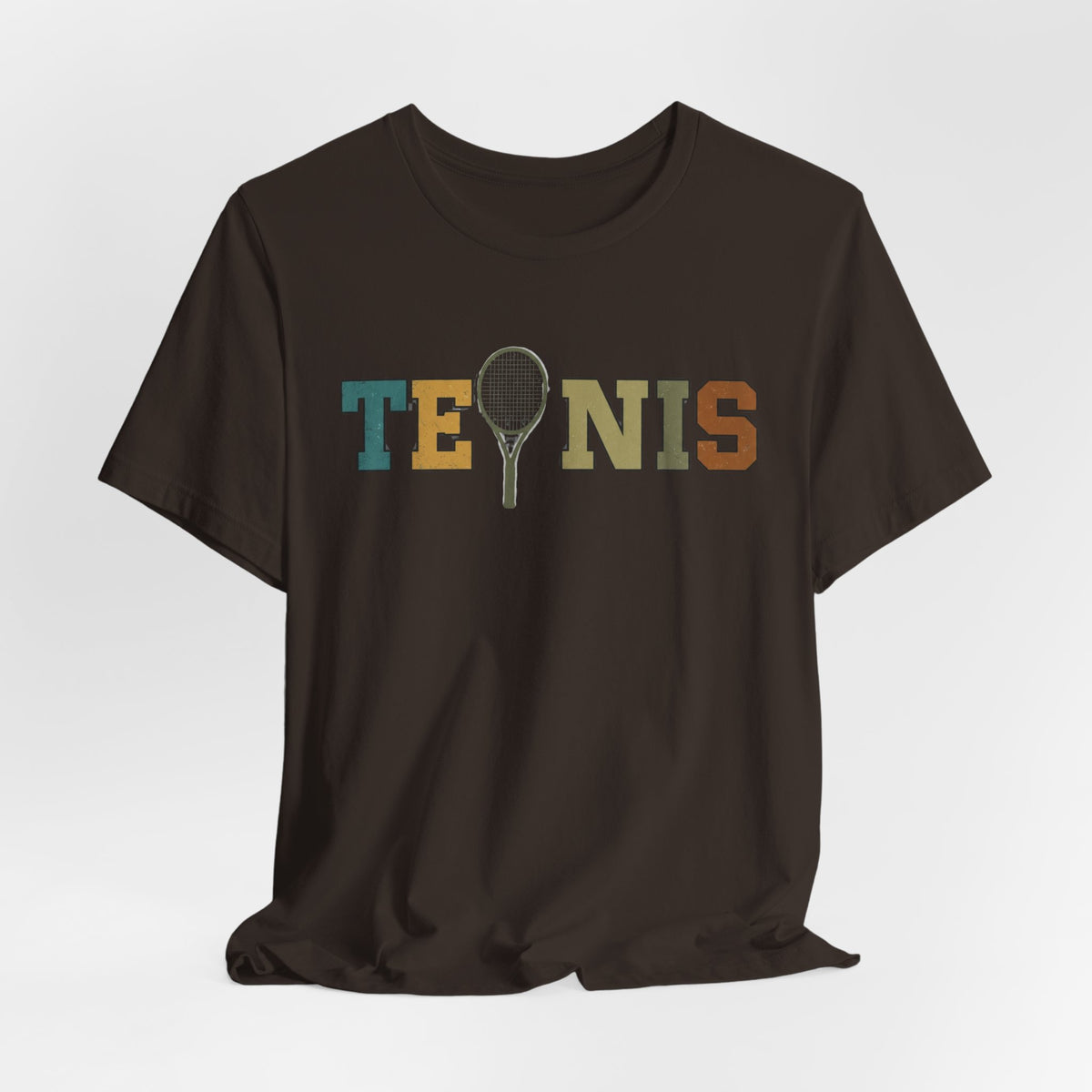 Tennis Retro Graphic Tee — Vintage Racket Lettering Shirt