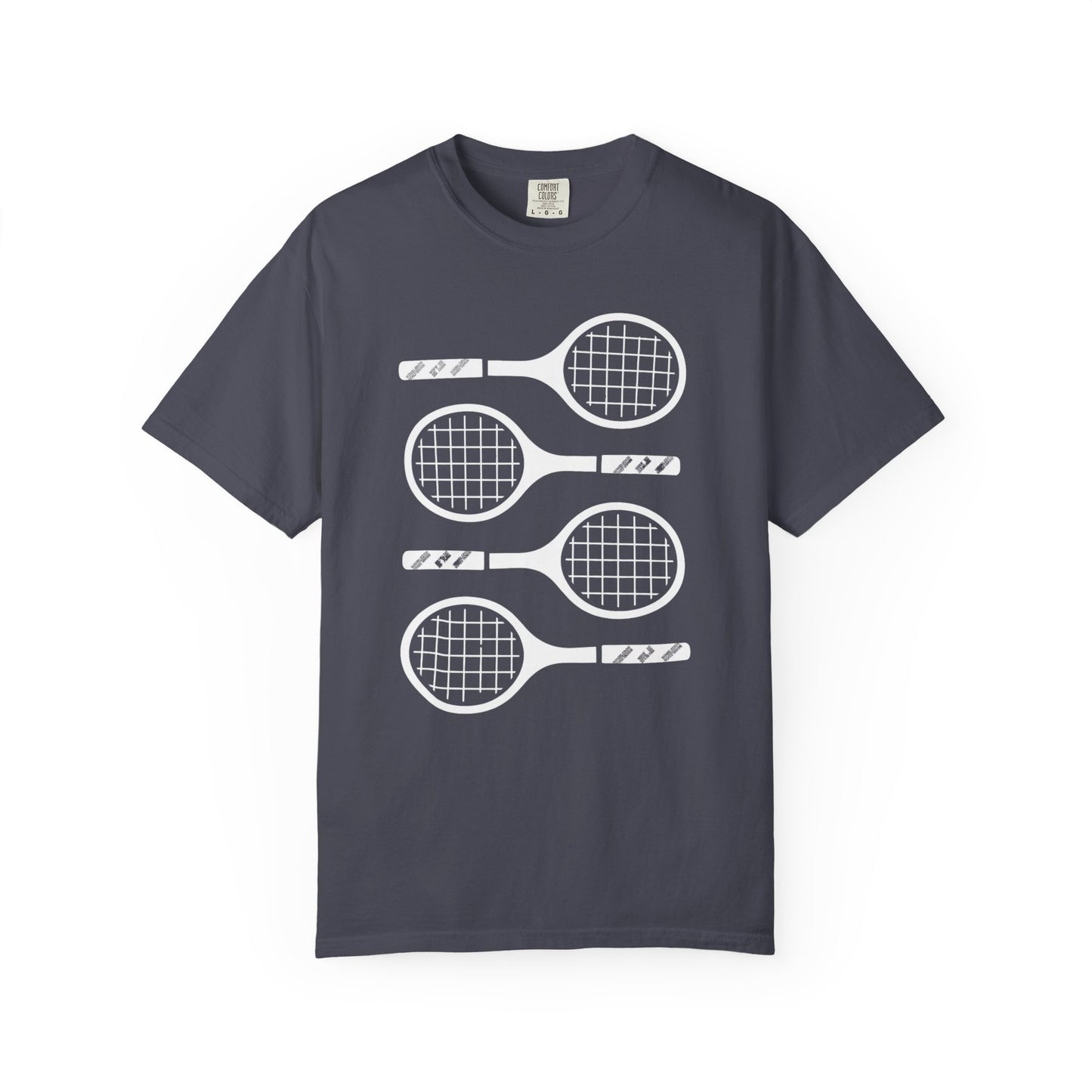 Tennis Rackets Graphic T-Shirt — Vintage-Inspired Garment-Dyed Tee