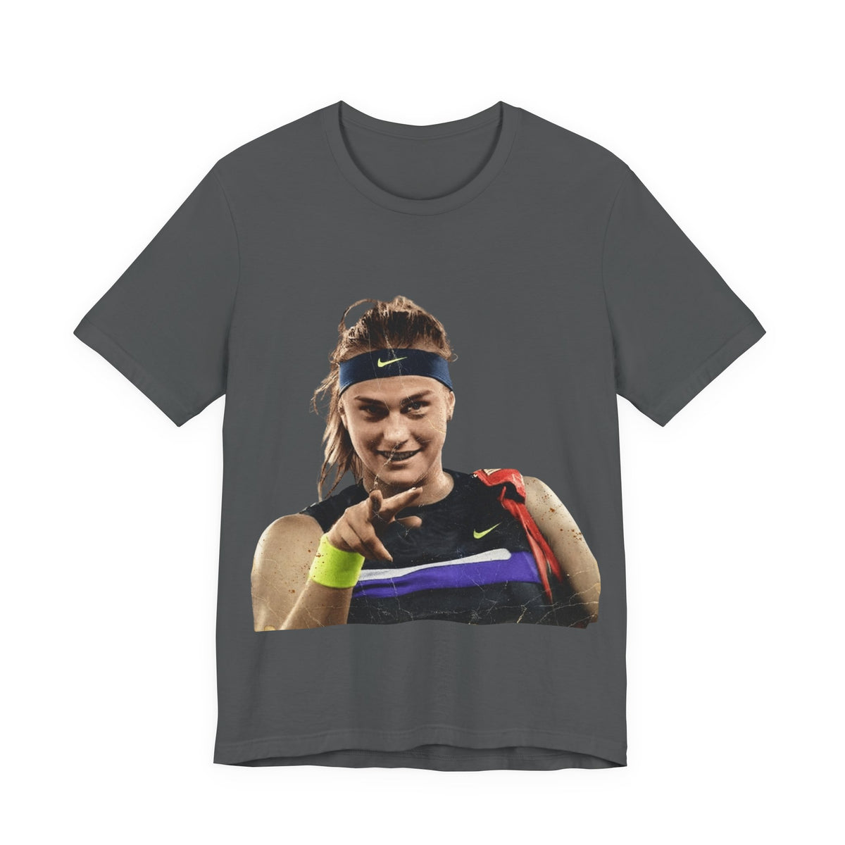Tennis Player Sabalenka Graphic Tee — Pointing Victory Photo T‑Shirt