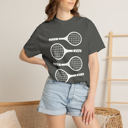 Tennis Rackets Graphic T-Shirt — Vintage-Inspired Garment-Dyed Tee