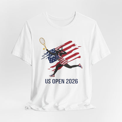 US Open 2026 Tennis T‑Shirt — American Flag Tennis Player Graphic Tee