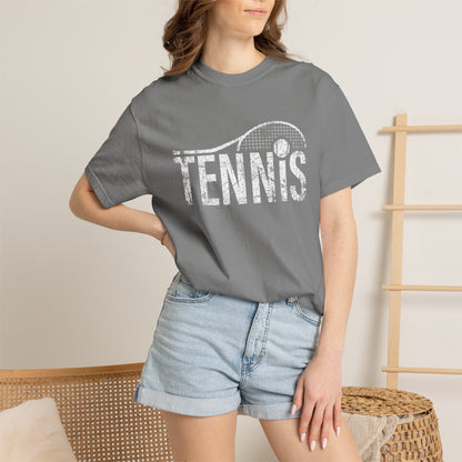 Tennis Vintage Graphic T-Shirt — Distressed Racket & Ball Tee