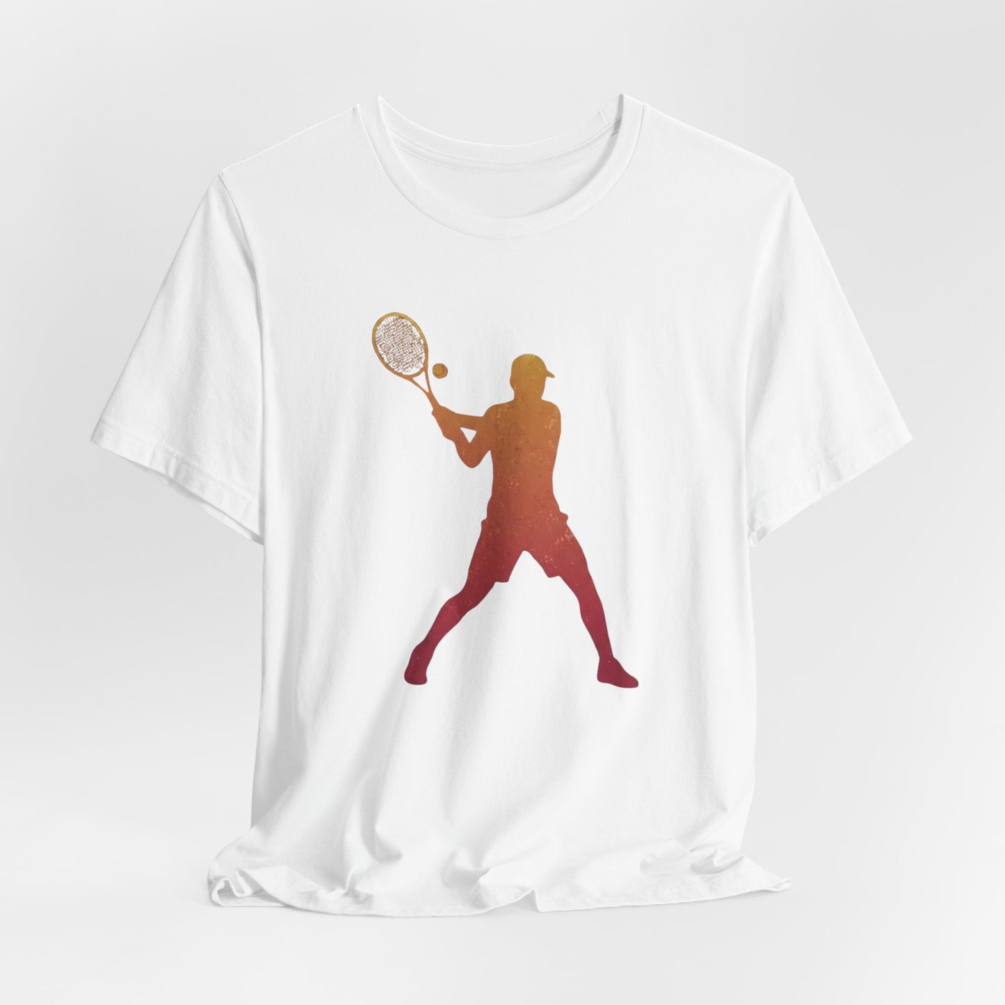 Tennis Player Silhouette Tee — Sunset Racket Graphic Shirt