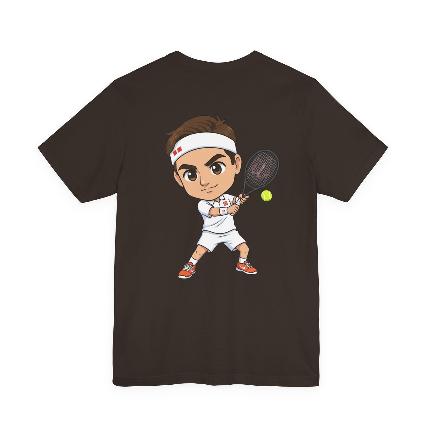 Tennis Tee — Watercolor Ball & Cartoon Player Short Sleeve Shirt
