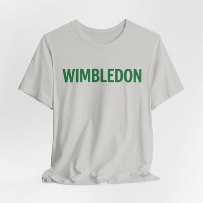 Wimbledon Classic Logo Tee — Green Text Tennis T‑Shirt