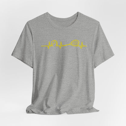 Tennis Heartbeat Tee — Minimal Tennis Racket ECG Graphic T-Shirt