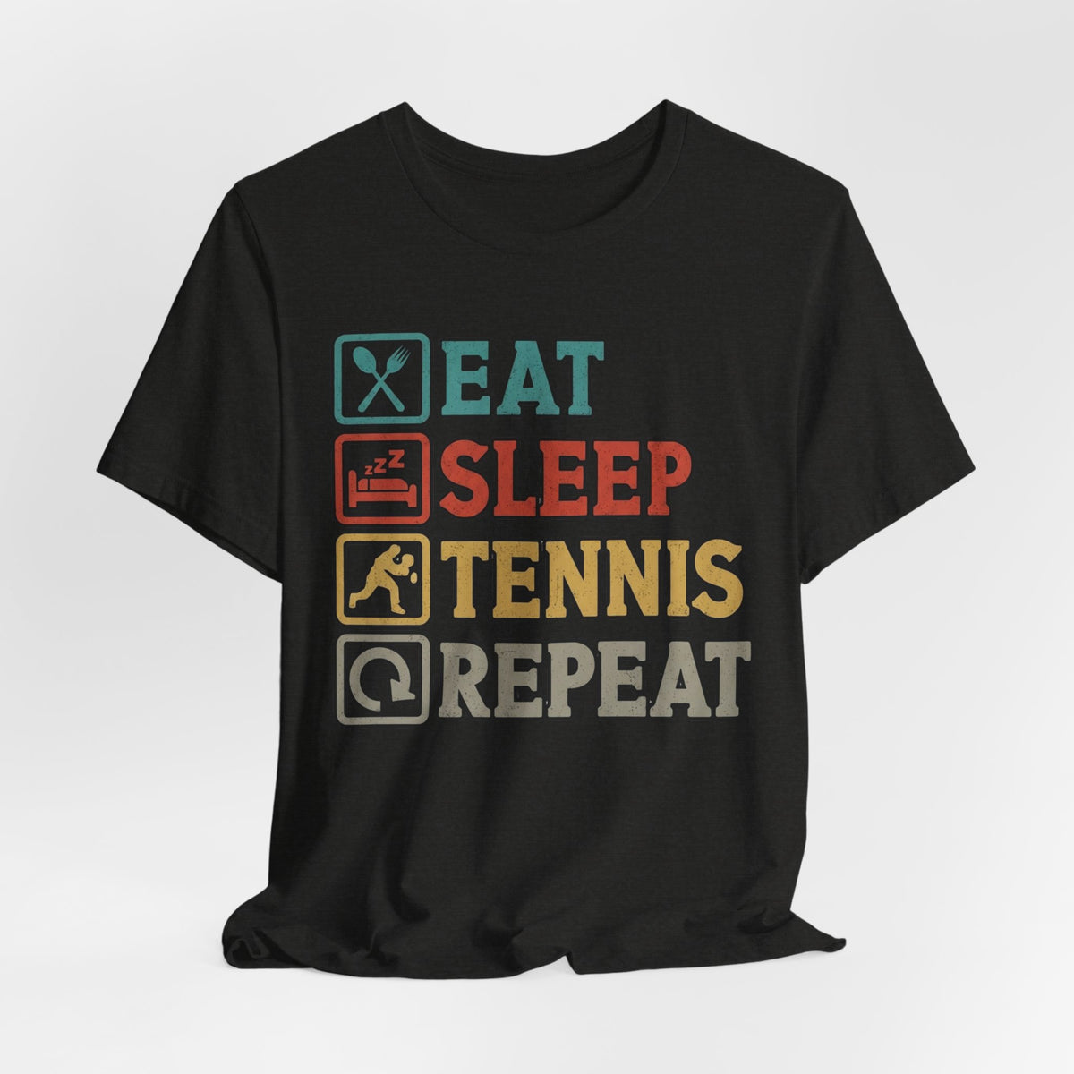 Tennis Tee — "Eat Sleep Tennis Repeat" Vintage Graphic Shirt